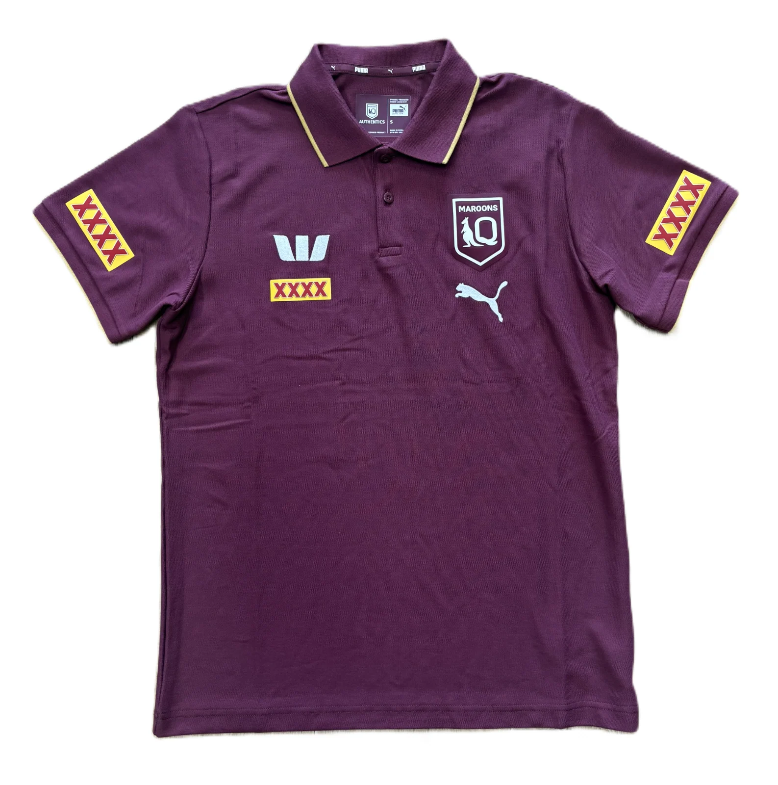 2026 QLD Maroons Team Polo - Queensland - Burgundy - Adult - Mens