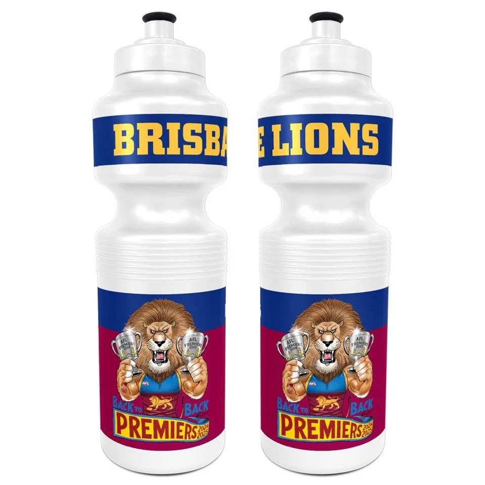 AFL 2025 PREMIERS PLASTIC DRINK BOTTLE - BRISBANE LIONS - BACK 2 BACK