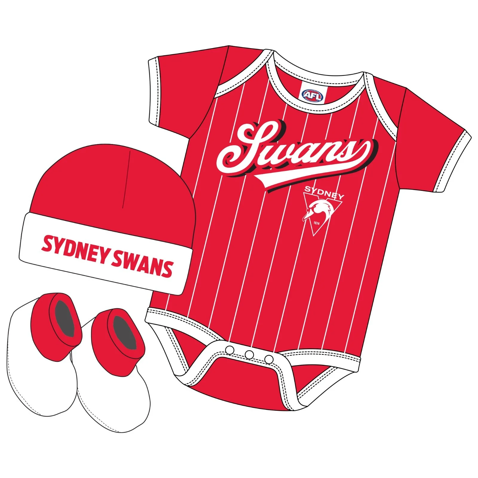 AFL 3 Piece 'Lullaby' Set - Sydney Swans - Infant - Baby