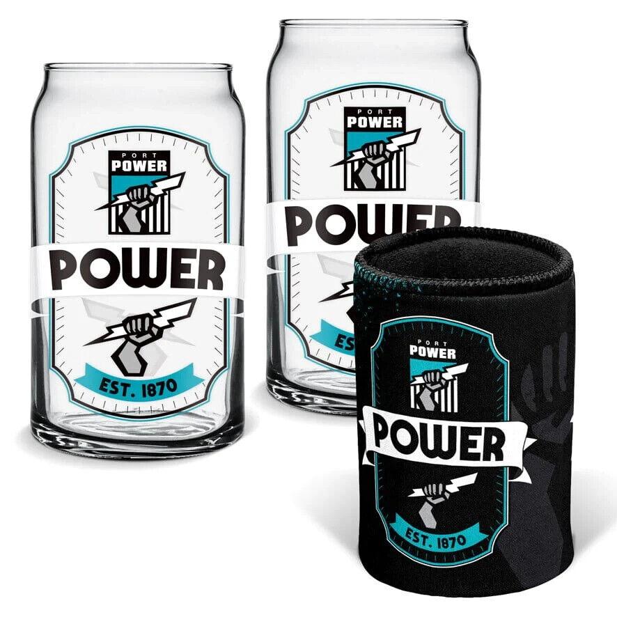 AFL Can Glass Set - Port Adelaide Power - Set of 2 Glass & Cooler - Image 2