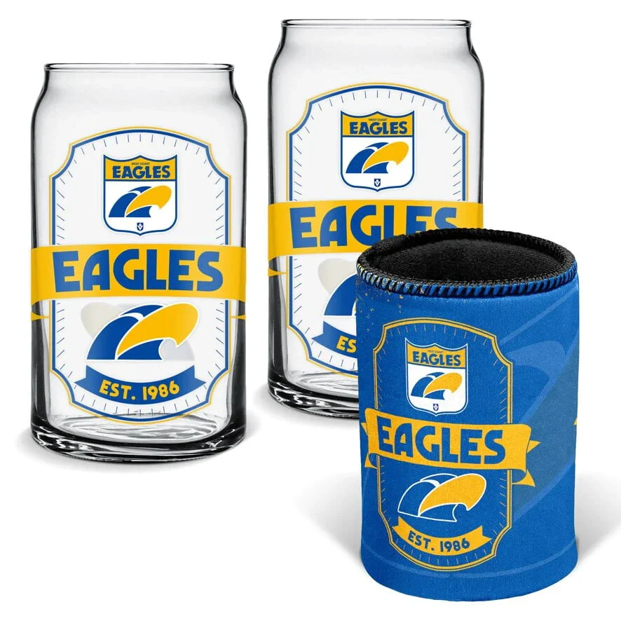 AFL Can Glass Set - West Coast Eagles - Set of 2 Glass & Cooler - Image 2