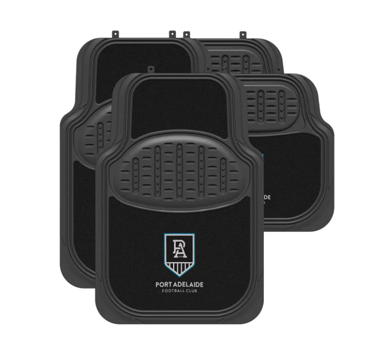 AFL Car Floor Mats - Port Adelaide Power - Set Of 4 - Universal Size Fit