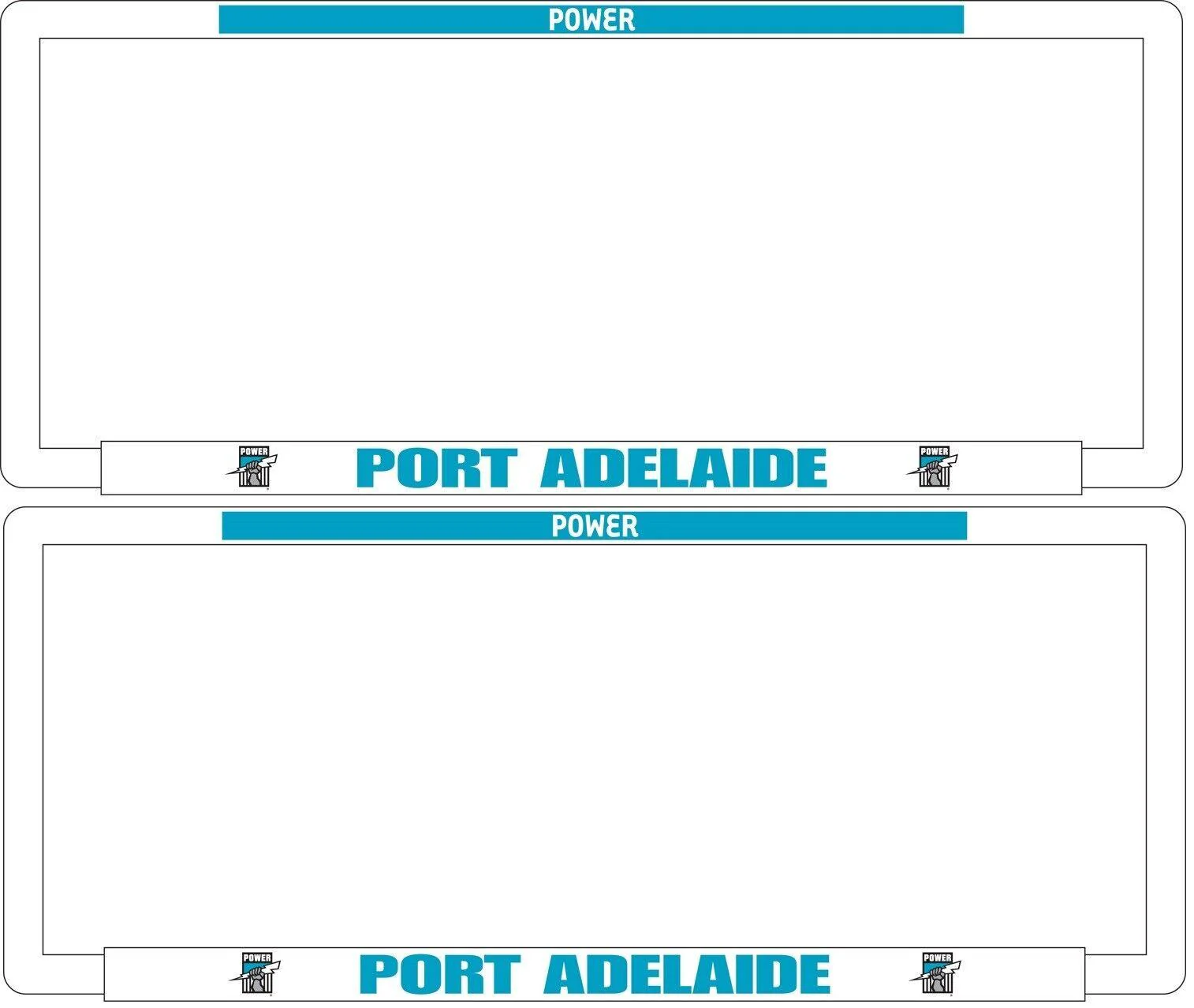 AFL Car Number Plate Frame Set Of Two - Port Adelaide Power - Front/Back