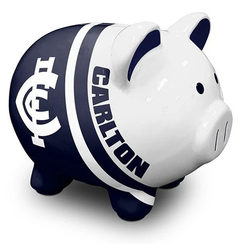 AFL Ceramic Piggy Bank - Carlton Blues - Money Box Coin Slot - 14x12x11cm - Image 2