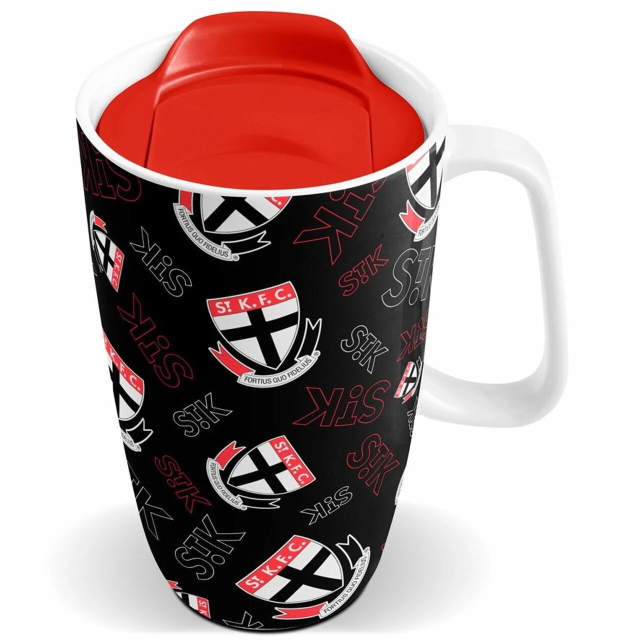AFL Ceramic Travel Coffee Mug - St Kilda Saints - Drink Cup With Lid - Image 2