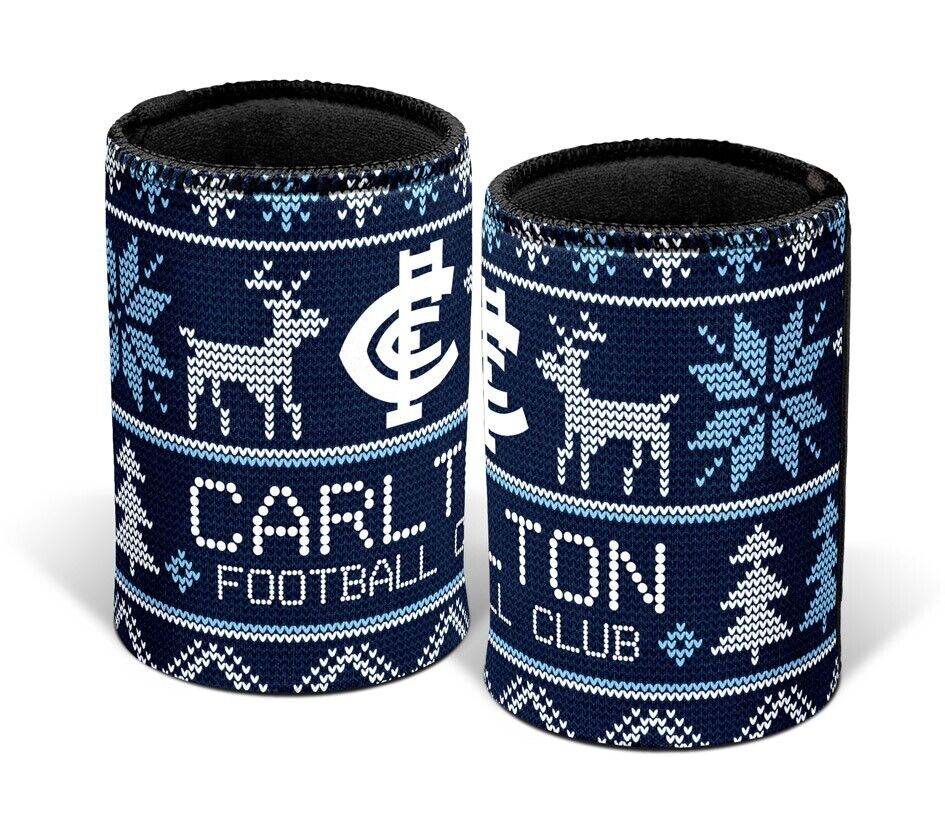 AFL Christmas Stubby Cooler - Carlton Blues - Rubber Base - XMAS - Image 2