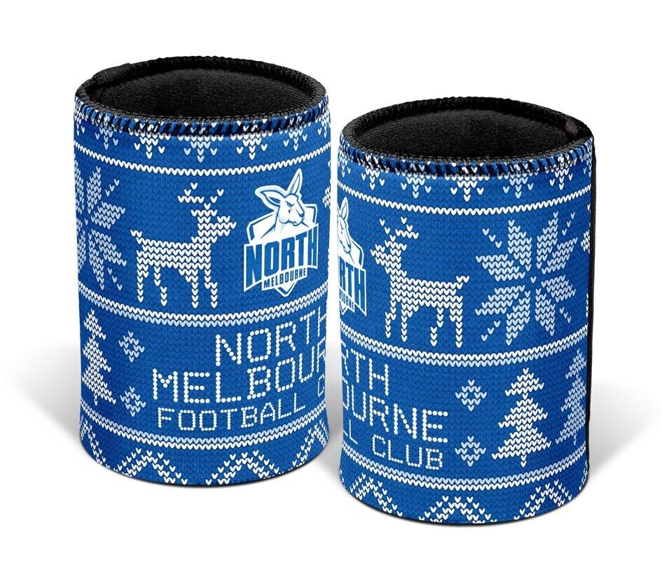 AFL Christmas Stubby Cooler - North Melbourne Kangaroos - Rubber Base - XMAS - Image 2