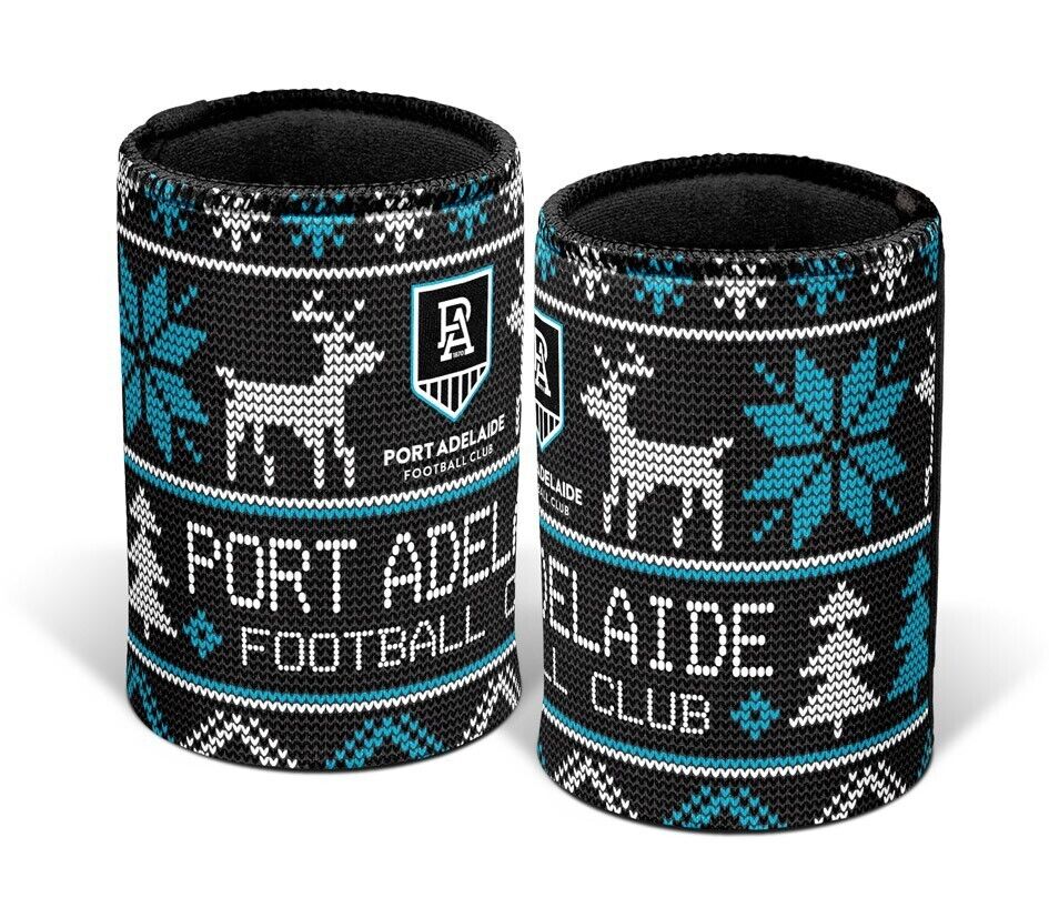 AFL Christmas Stubby Cooler - Port Adelaide Power - Rubber Base - XMAS - Image 2