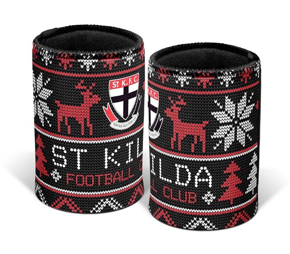 AFL Christmas Stubby Cooler - St Kilda Saints - Rubber Base - XMAS - Image 2