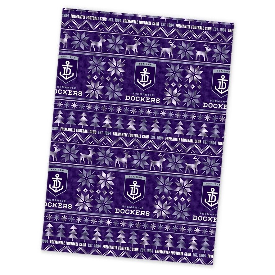 AFL Christmas Wrapping Paper - Fremantle Dockers - XMAS - 49cm X 69cm - Image 2