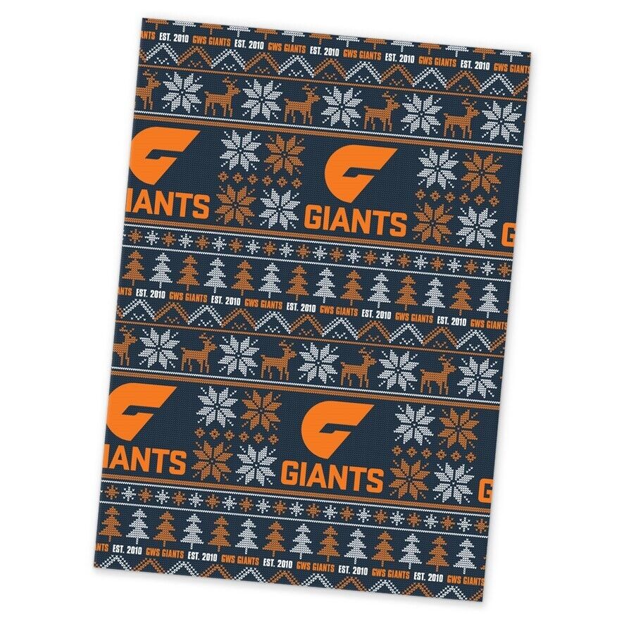 AFL Christmas Wrapping Paper - GWS Giants - XMAS - 49cm X 69cm - Image 2