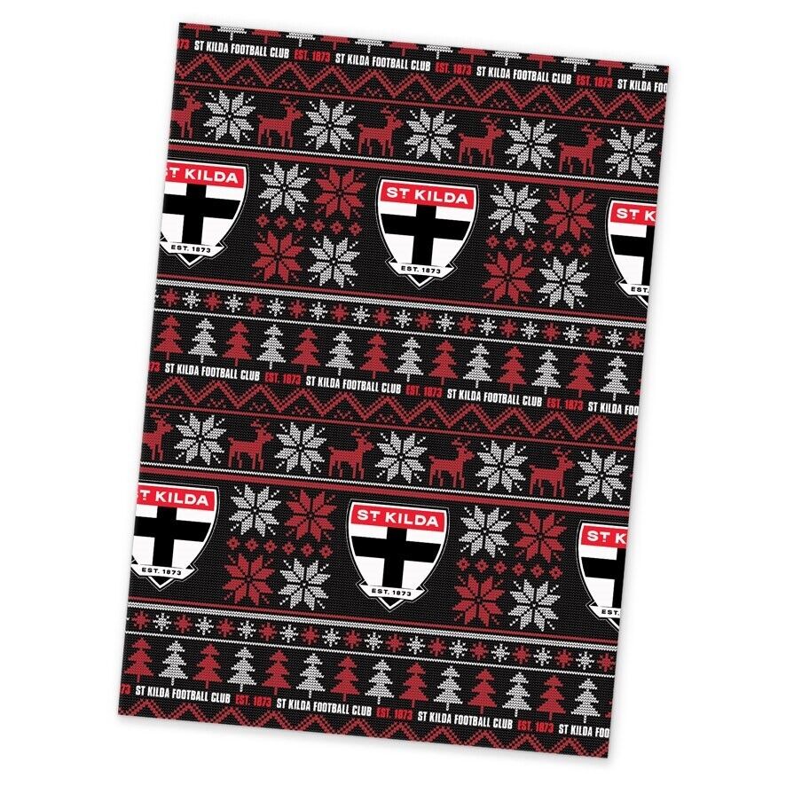AFL Christmas Wrapping Paper - St Kilda Saints - XMAS - 49cm X 69cm - Image 2