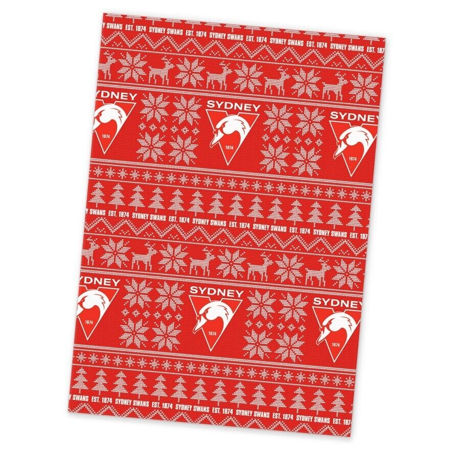 AFL Christmas Wrapping Paper - Sydney Swans - XMAS - 49cm X 69cm - Image 2