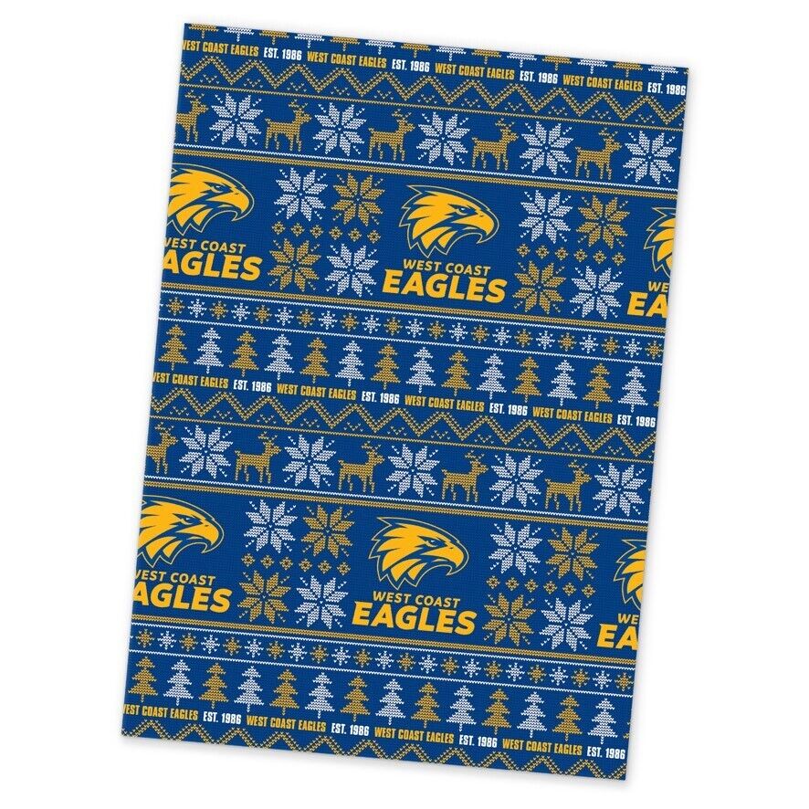 AFL Christmas Wrapping Paper - West Coast Eagles - XMAS - 49cm X 69cm