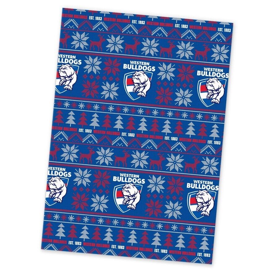 AFL Christmas Wrapping Paper - Western Bulldogs - XMAS - 49cm X 69cm