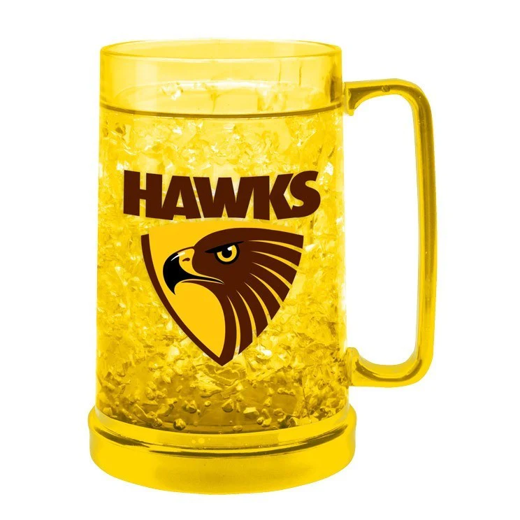 AFL Colour Freeze Mug - Hawthorn Hawks - 500ML - Gel Freeze Drink Cup - Image 2