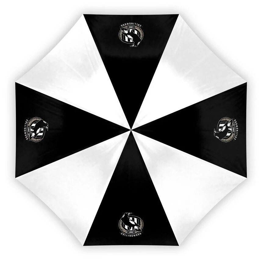 AFL Compact Umbrella - Collingwood Magpies - Rain - Glovebox - 60cm Length W17cm