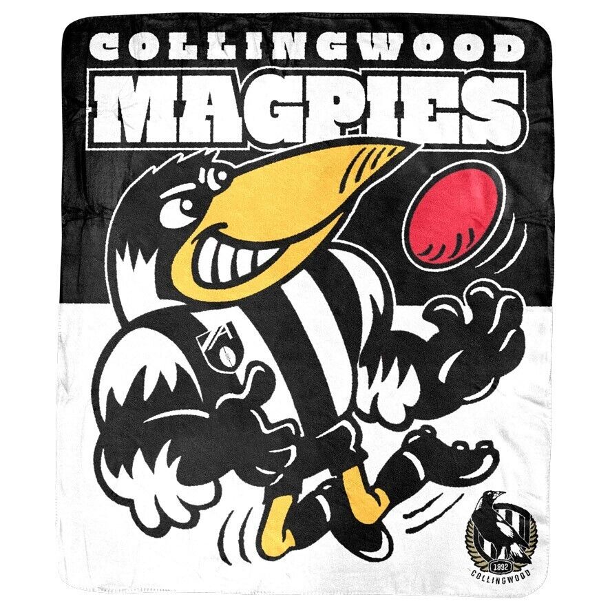 AFL Coral Mascot Blanket - Collingwood Magpies - 150x130cm - Throw Rug - Image 2