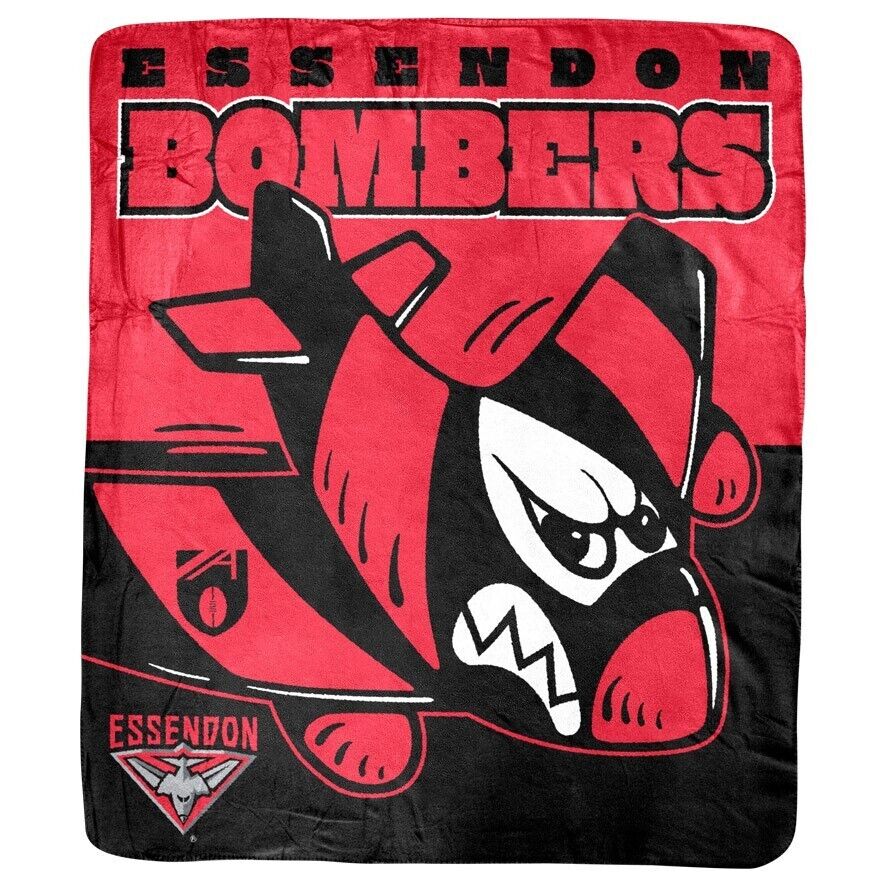AFL Coral Mascot Blanket - Essendon Bombers - 150x130cm - Throw Rug - Image 2