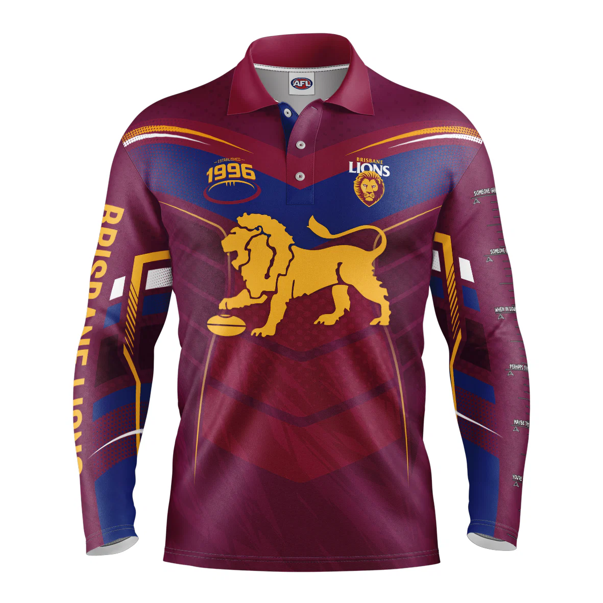 AFL 'Cyber' Fishing Shirt - Brisbane Lions - Adult - Kids Youth - Polo