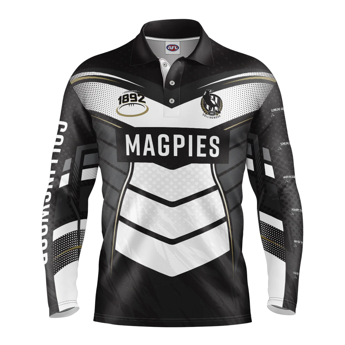 AFL 'Cyber' Fishing Shirt - Collingwood Magpies - Adult - Mens - Polo