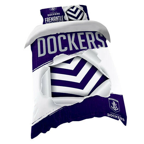 AFL Doona Quilt Cover With Pillow Case - Fremantle Dockers - All Sizes - - Image 5