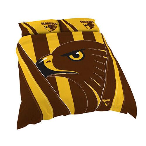 AFL Doona Quilt Cover With Pillow Case - Hawthorn Hawks - All Sizes - - Image 3