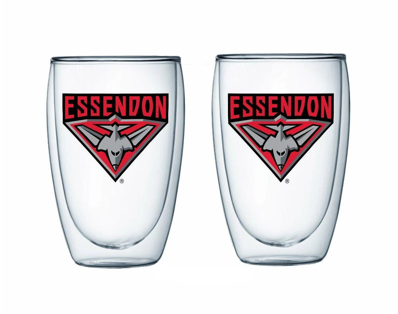 AFL Double Wall Glass Set - Essendon Bombers - Set of Two - Image 2