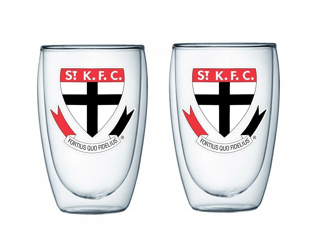 AFL Double Wall Glass Set - St Kilda Saints - Set of Two - Image 2