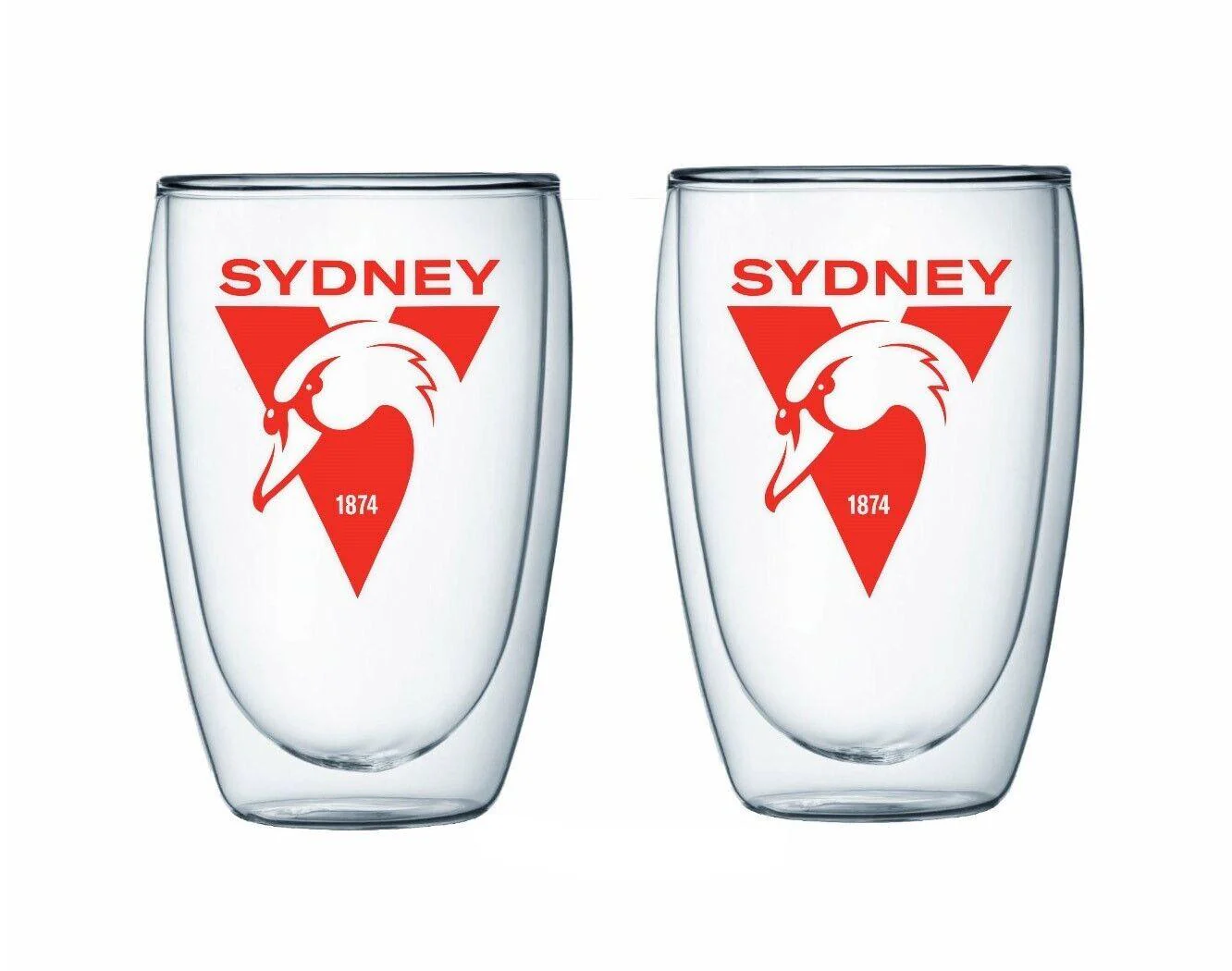 AFL Double Wall Glass Set - Sydney Swans - Set of Two - Image 2