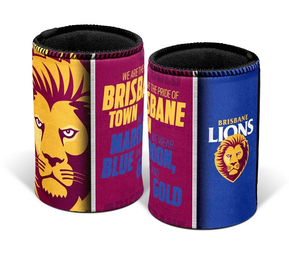 AFL Drink Stubby Cooler - Team Song - Brisbane Lions- Can Cooler