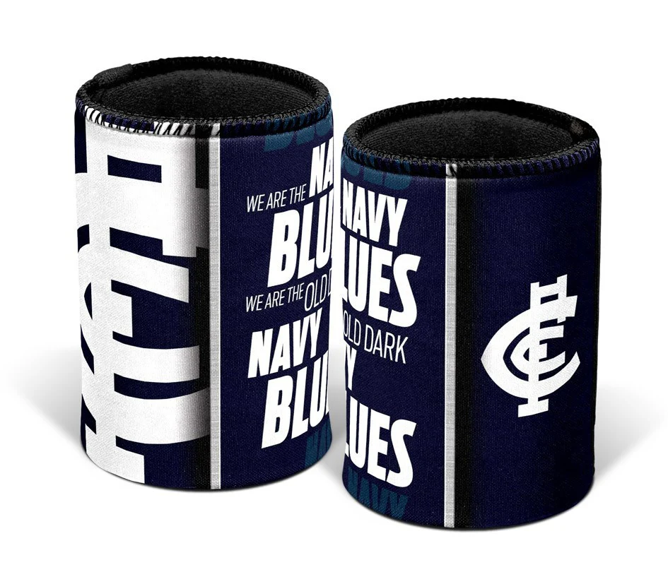 AFL Drink Stubby Cooler  Team Song  Carlton Blues  Can Cooler