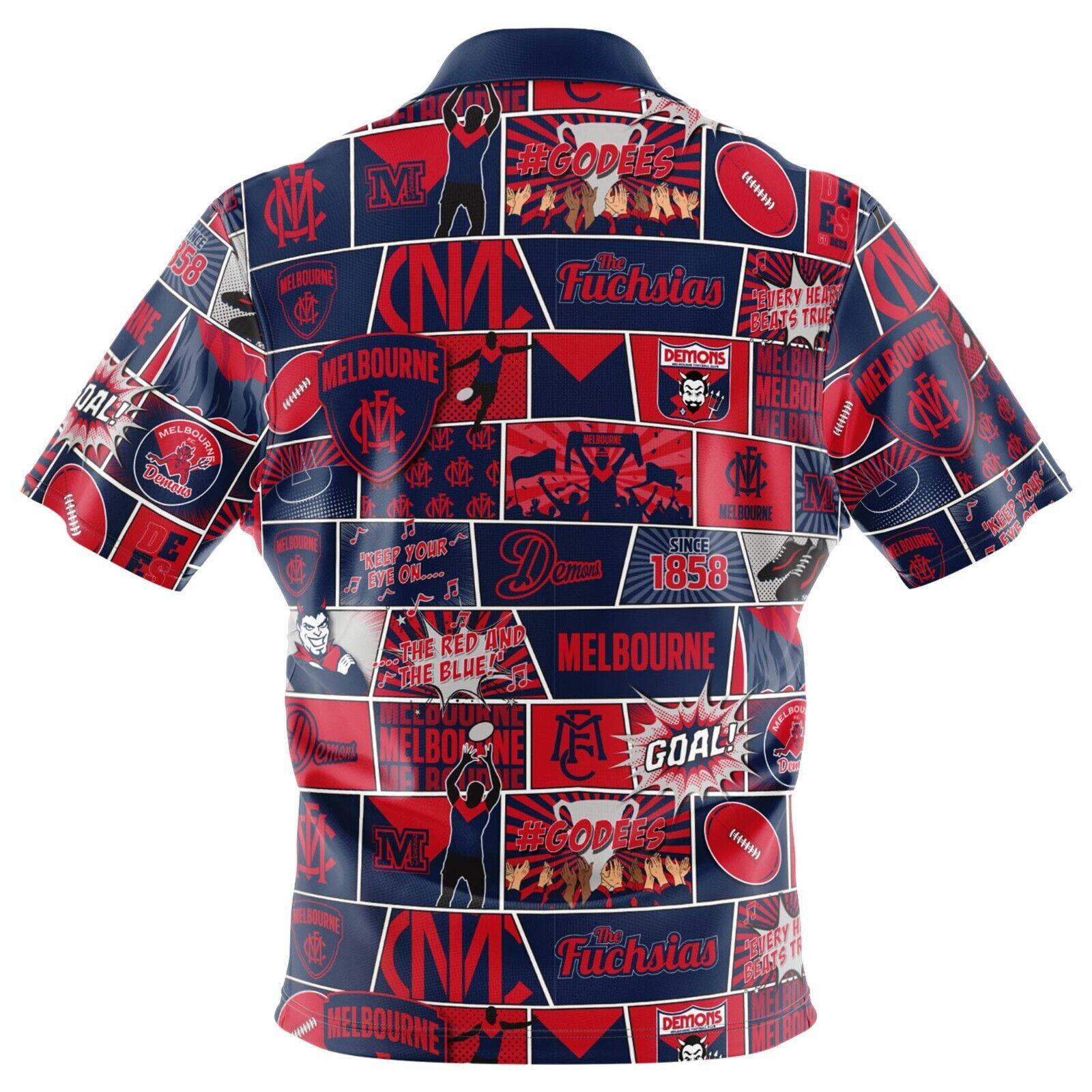 AFL Fanatics Button Up Polo Shirt - Melbourne Demons - Aussie Rules - Image 2