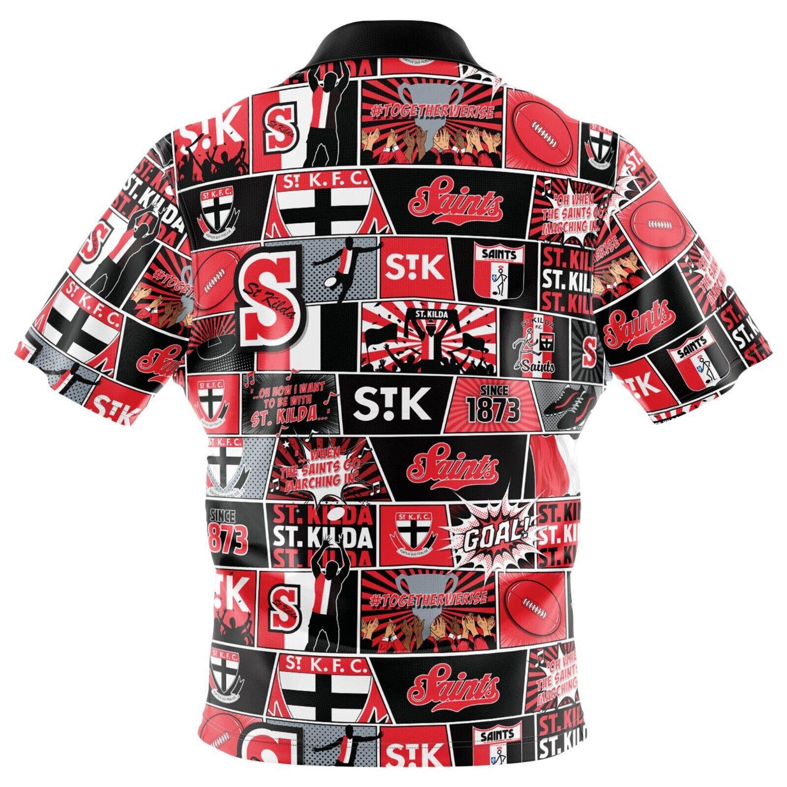 AFL Fanatics Button Up Polo Shirt - St Kilda Saints - Aussie Rules - Image 2