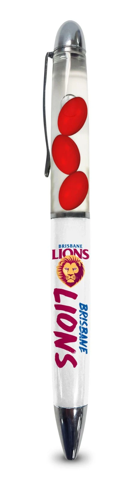 AFL Floating Pen - Brisbane Lions - Twist Open - Black Ink - Image 2
