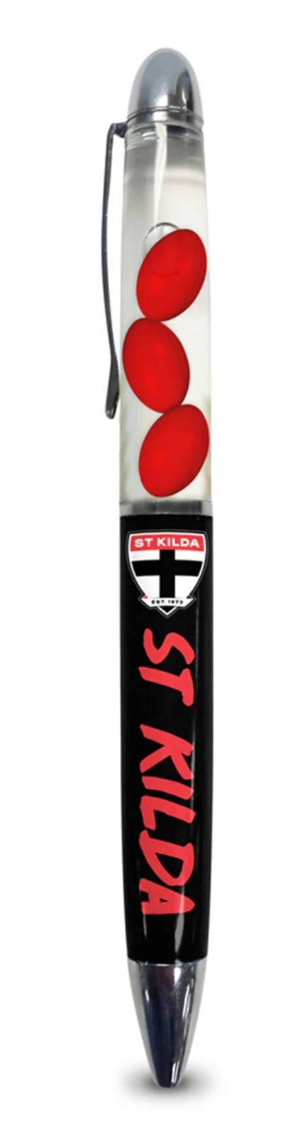 AFL Floating Pen - St Kilda Saints - Twist Open - Black Ink - Image 2