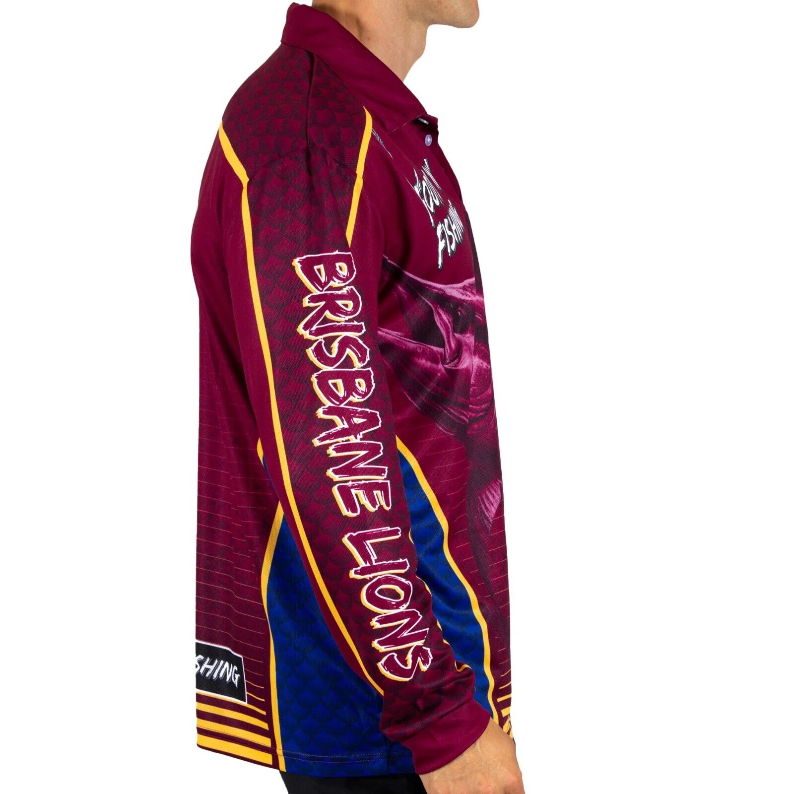 AFL Footy 'n' Fishing Shirt - Brisbane Lions - Adult - Mens - Polo - Image 2