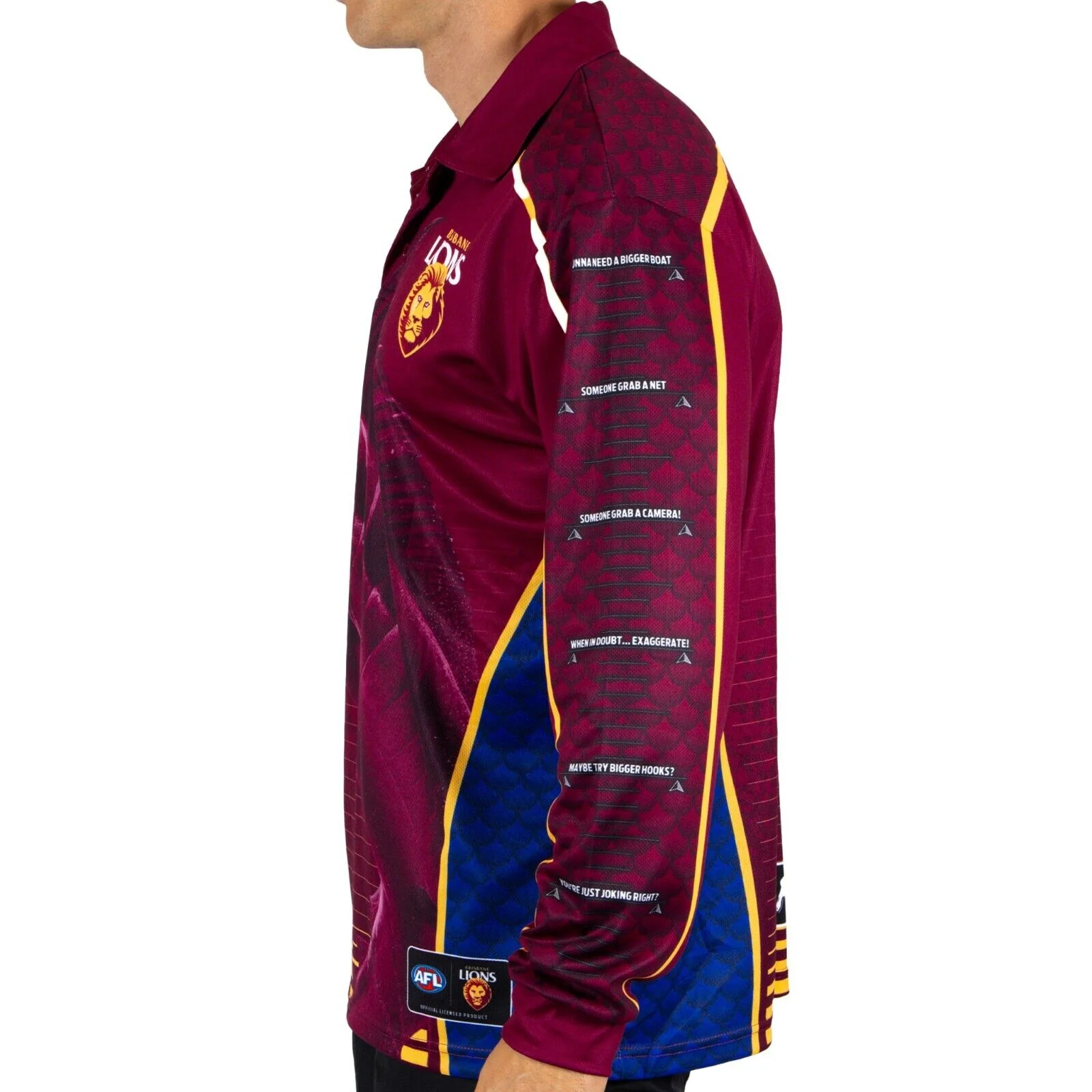 AFL Footy 'n' Fishing Shirt - Brisbane Lions - Adult - Mens - Polo - Image 3