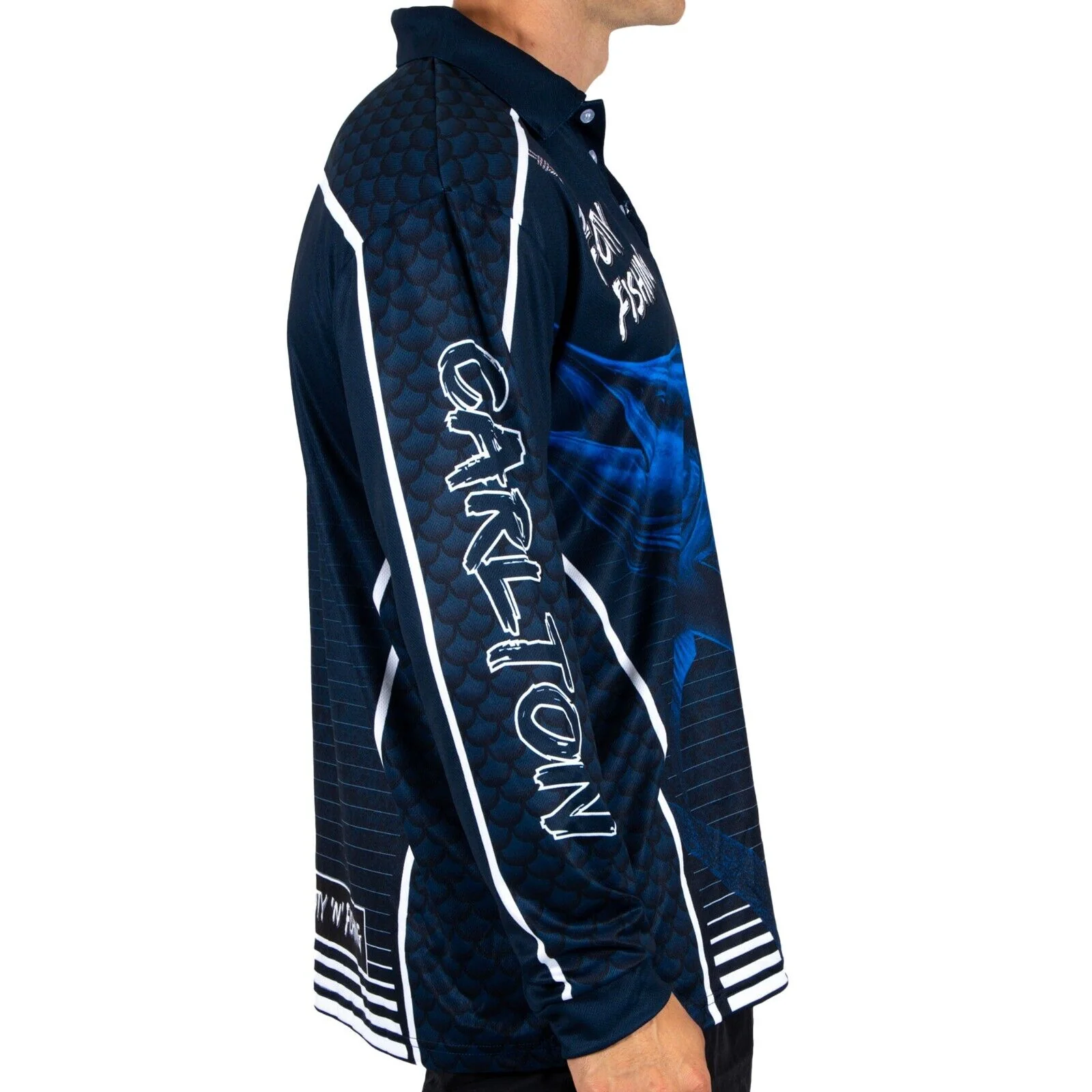 AFL Footy 'n' Fishing Shirt - Carlton Blues - Adult - Mens - Polo - Image 2