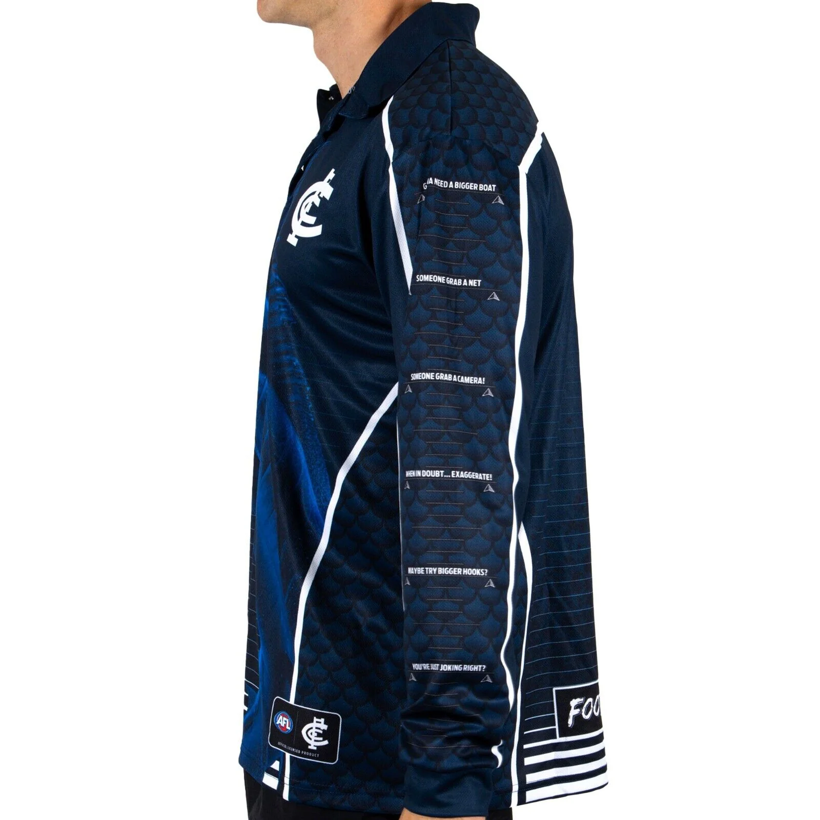 AFL Footy 'n' Fishing Shirt - Carlton Blues - Adult - Mens - Polo - Image 3