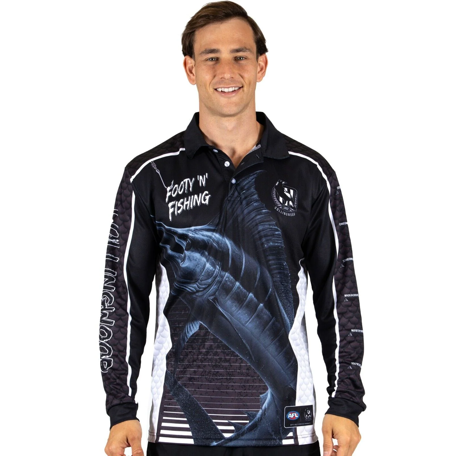 AFL Footy 'n' Fishing Shirt - Collingwood Magpies - Adult - Mens - Polo