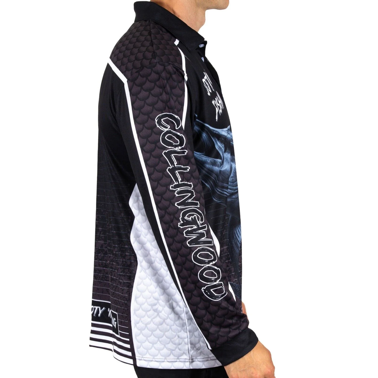 AFL Footy 'n' Fishing Shirt - Collingwood Magpies - Adult - Mens - Polo - Image 2