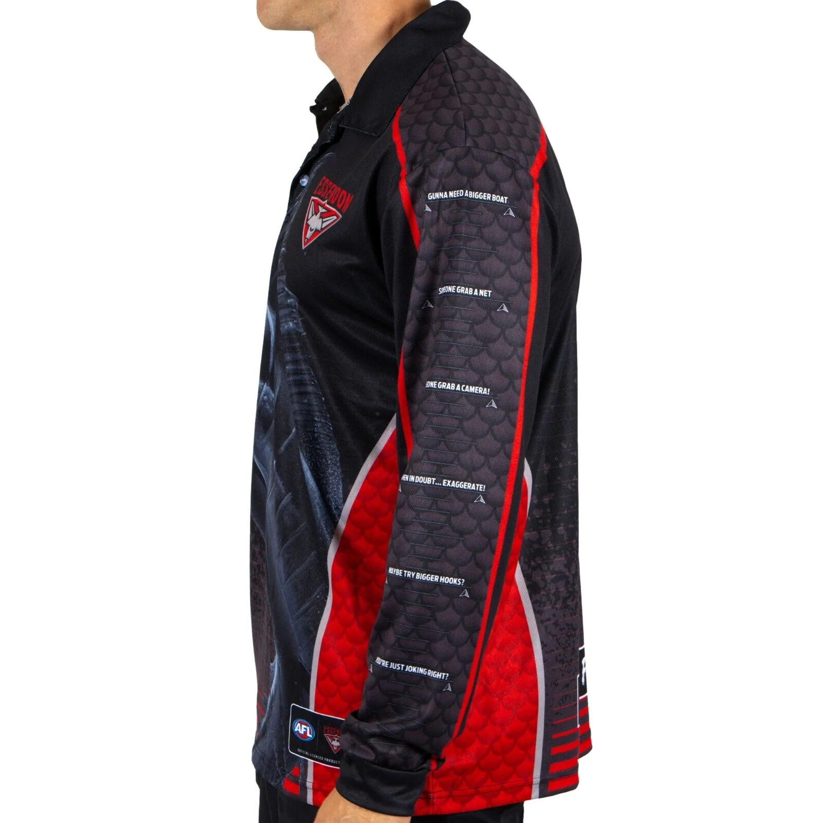 AFL Footy 'n' Fishing Shirt - Essendon Bombers - Adult - Mens - Polo - Image 3