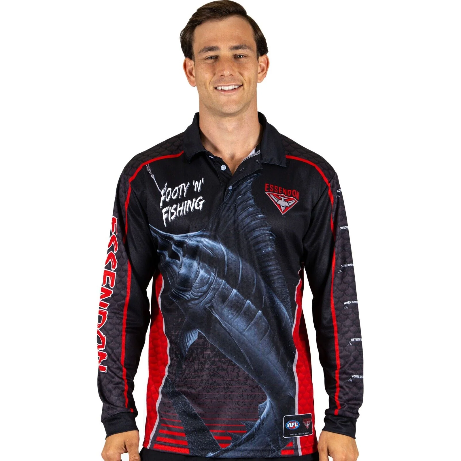 AFL Footy 'n' Fishing Shirt - Essendon Bombers - Youth - Polo