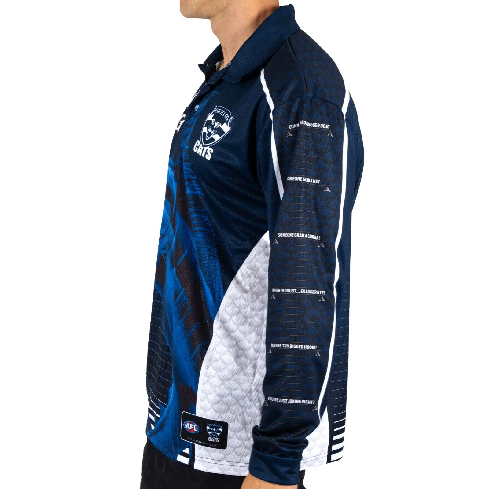 AFL Footy 'n' Fishing Shirt - Geelong Cats - Adult - Mens - Polo - Image 3