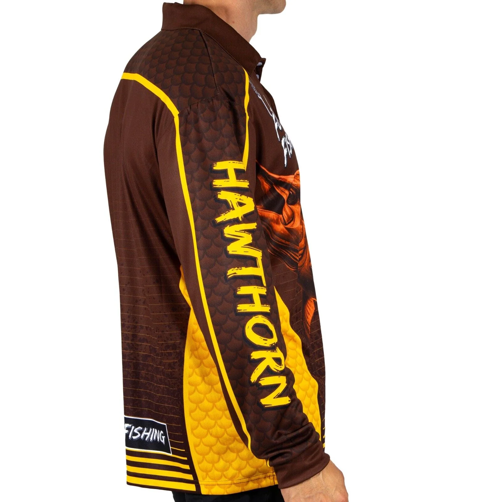 AFL Footy 'n' Fishing Shirt - Hawthorn Hawks - Adult - Mens - Polo - Image 2