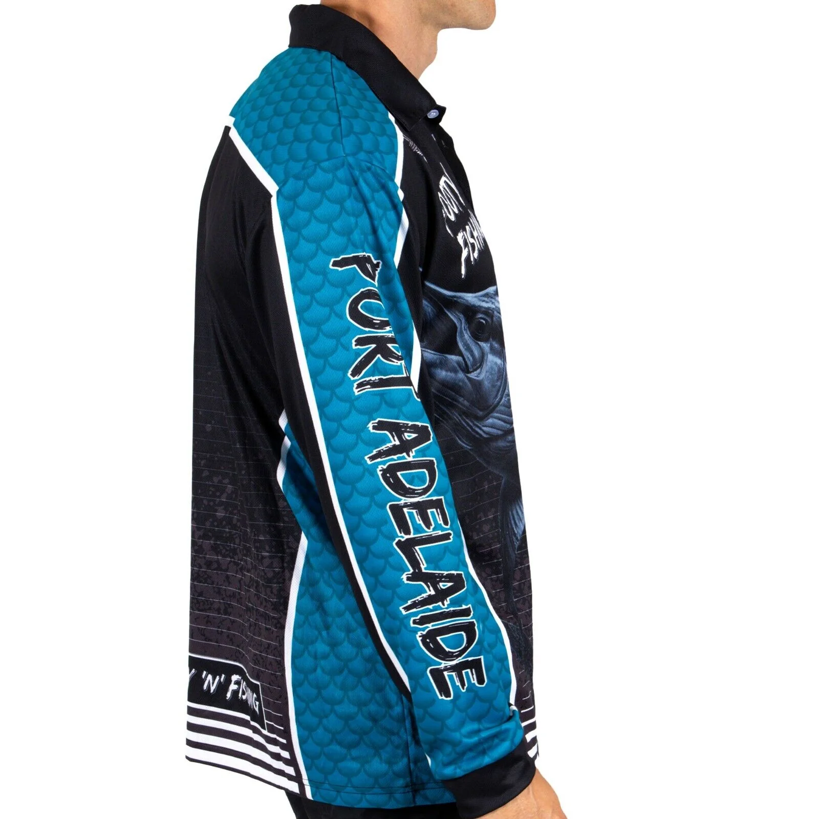 AFL Footy 'n' Fishing Shirt - Port Adelaide Power - Adult - Mens - Polo - Image 2