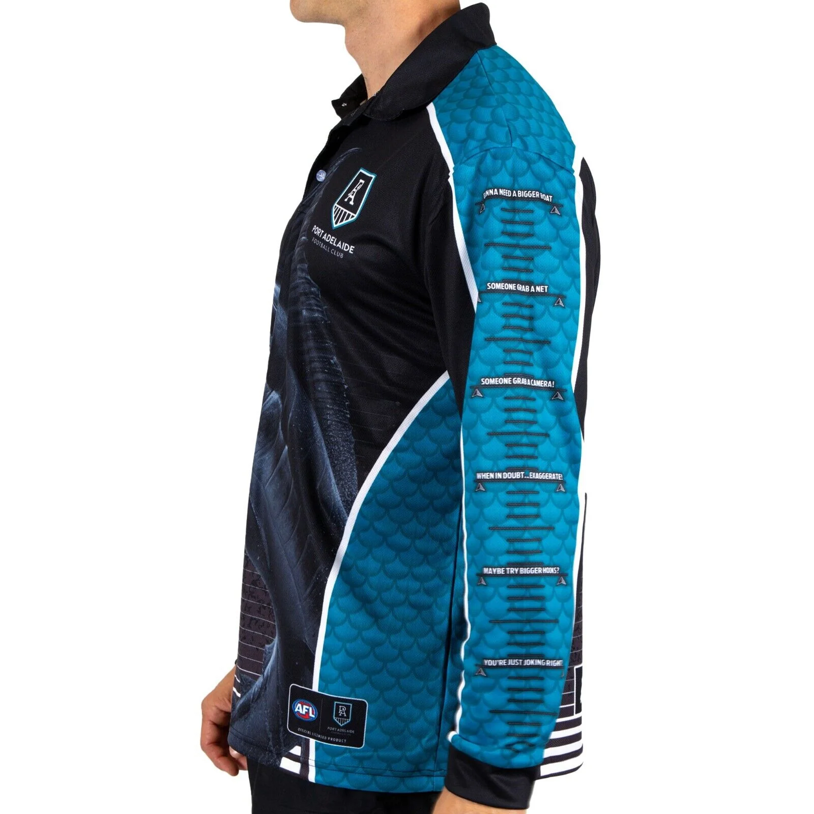 AFL Footy 'n' Fishing Shirt - Port Adelaide Power - Adult - Mens - Polo - Image 3