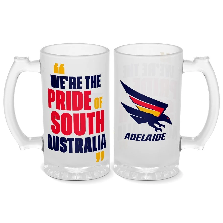 AFL Frosted Stein Glass - Adelaide Crows - 500ml - Drink Cup Mug