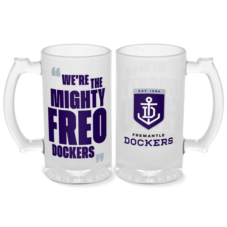 AFL Frosted Stein Glass - Fremantle Dockers - 500ml - Drink Cup Mug